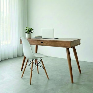 Eikenhouten bureau – rustieke natuurlijke houten schrijftafel voor thuiswerk, handgemaakt meubel | Ref. 01255