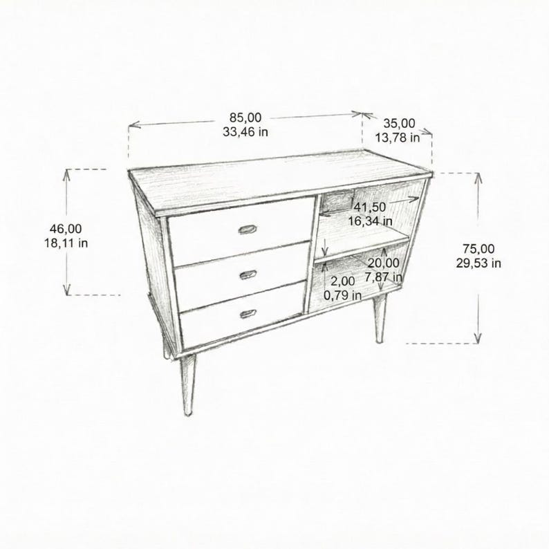 Chest of drawers in oak / Wooden Dresser, Ref. 03004 image 9