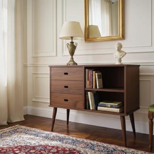 Chest of drawers in oak / Wooden Dresser, Ref. 03004 Dark finish