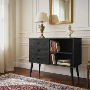 Chest of drawers in oak / Wooden Dresser, Ref. 03004 Black finish
