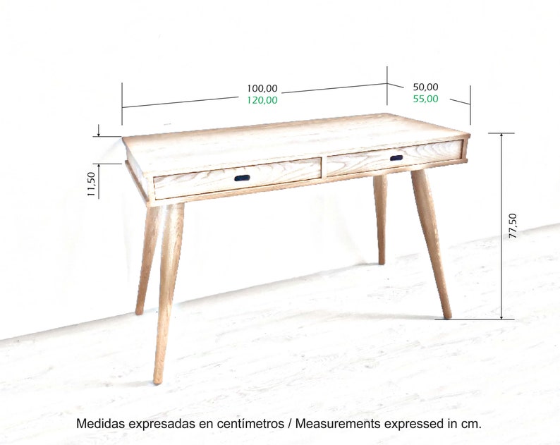 Bureau en chêne avec tiroirs, Réf. 01250. Fabriquée par DValenti pour sa marque Ricex Nobles. image 7