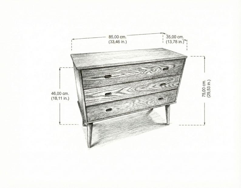 Chest of drawers in oak / Wooden Dresser, Ref. 03001 image 11