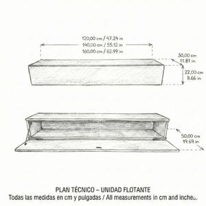 Floating TV console with hinged door in solid oak, Ref. 01720 image 6