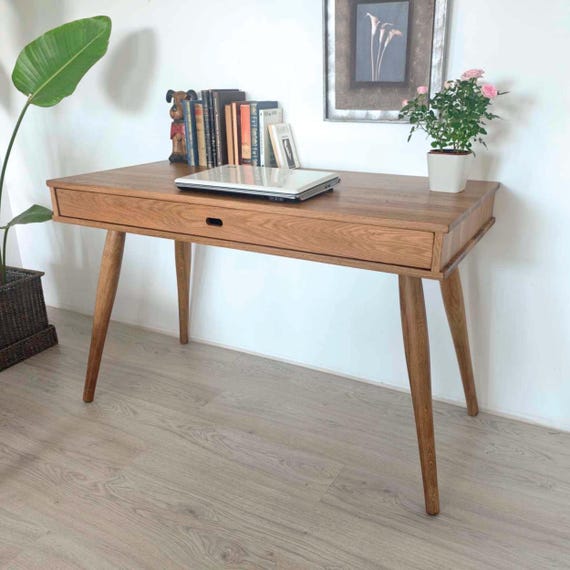 Scrivania in rovere massello – tavolo da ufficio rustico in legno