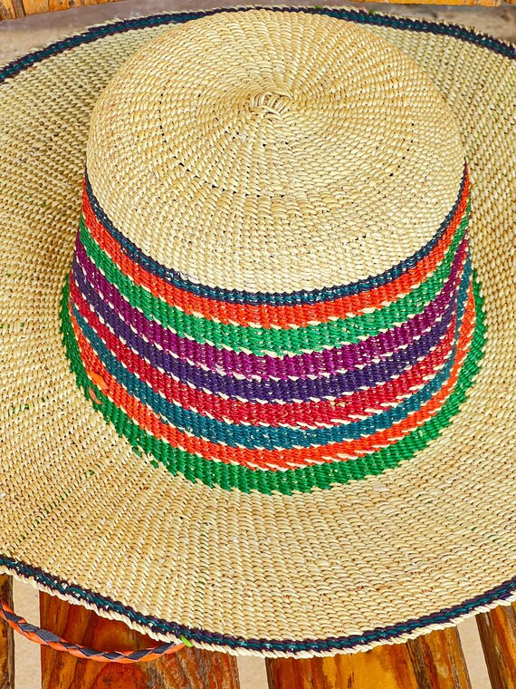 Handwoven Sun Hat 55cm Authentic Natural African Handwoven Beach Summer Sun Hat  main image 4