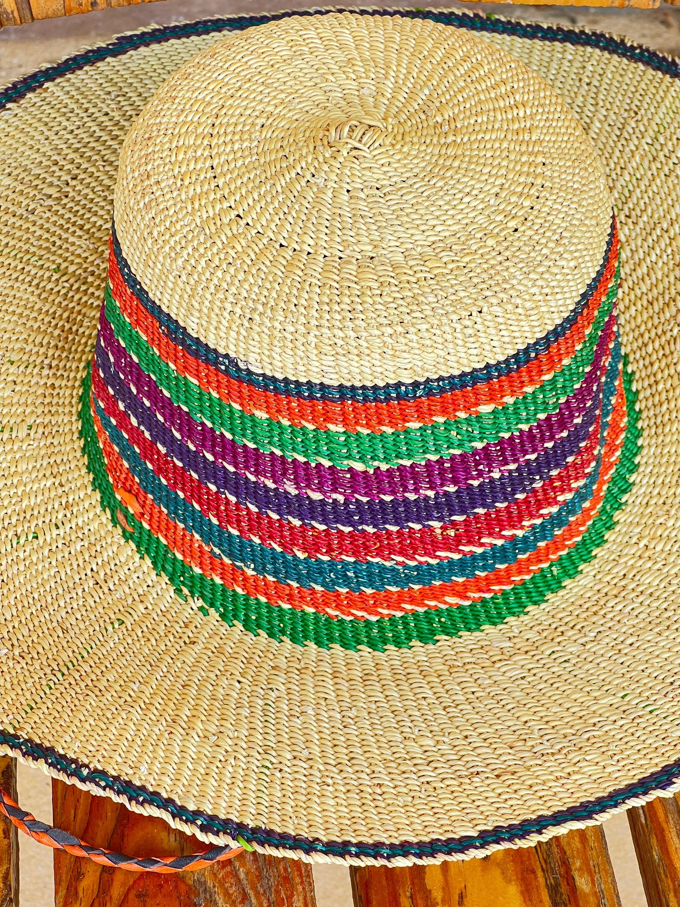 Authentic African Vtg Woven Sun Hat African Bolga Straw Hat, Ghana Frafra Sun Hat, Handwoven  main image 3