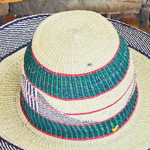 Multicolor Bolga Straw Sun Hat: Handwoven African Summer Hat