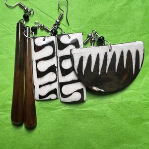 Boho Earrings: 3 set ethnic Africa Masai  bone horn earring birthday Christmas new year cultural gift for women friend girlfriend