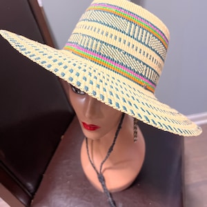 Handwoven Bolga Straw Sun Hat: Multicolor African Summer Hat