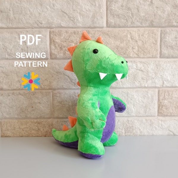 Dino-peluche mignon et câlin - Patron de couture numérique PDF-Animal en peluche-Mode d'emploi-Doudou bricolage-Téléchargement instantané-Dinosaure