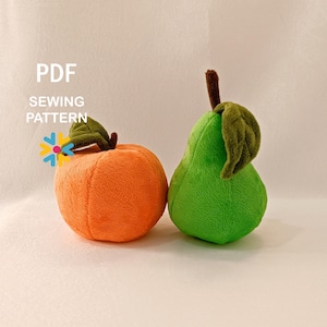 Mela e pera con foglia _ Peluche _ PDF digitale _ Frutta imbottita _ Modello di cucito _ Istruzioni su come _ Peluche fai da te _ Scarica