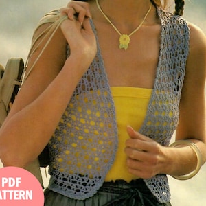 PDF Japanese Vintage Crochet Pattern | Crochet Lace Sleeveless Cardigan Vest | Diagram Format | Digital Download