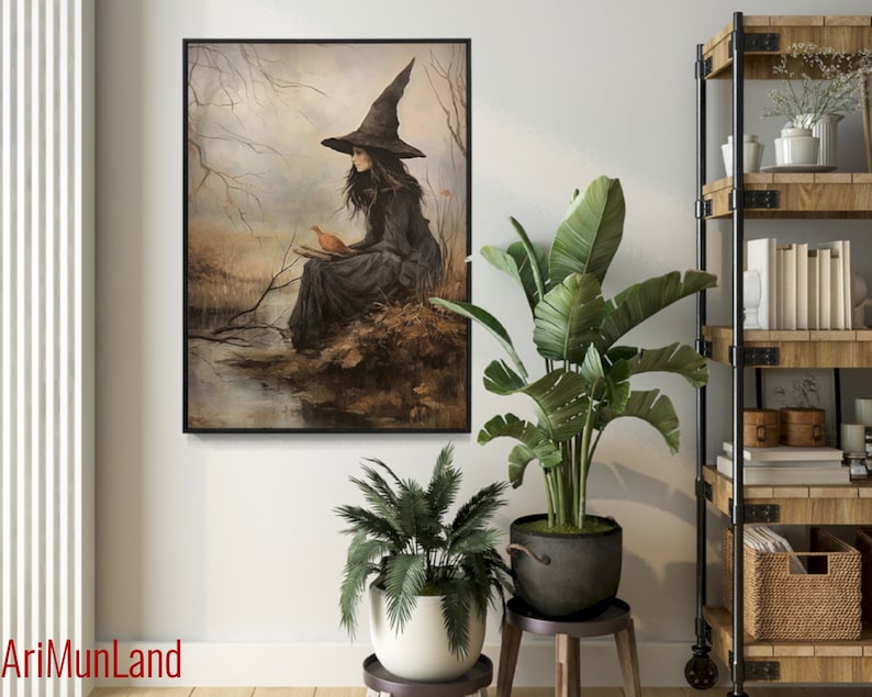 Witch Painting Witchy Farmhouse Rustic Witchcraft Print Art Gift for ...