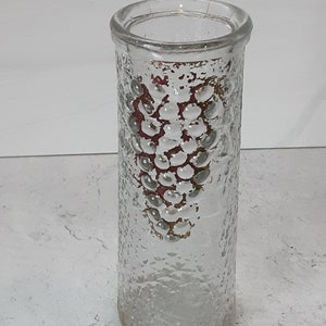 Vintage Glass Vase with Grapes on Front