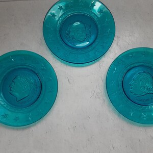 Vintage Commerative Presidental Plates-Buren Blue Glass