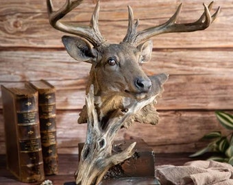 Decoration Resin  Deer Head Statue, Home Office  Realistic Deer , Elegant Fireplace Decor, Animal, House Gift