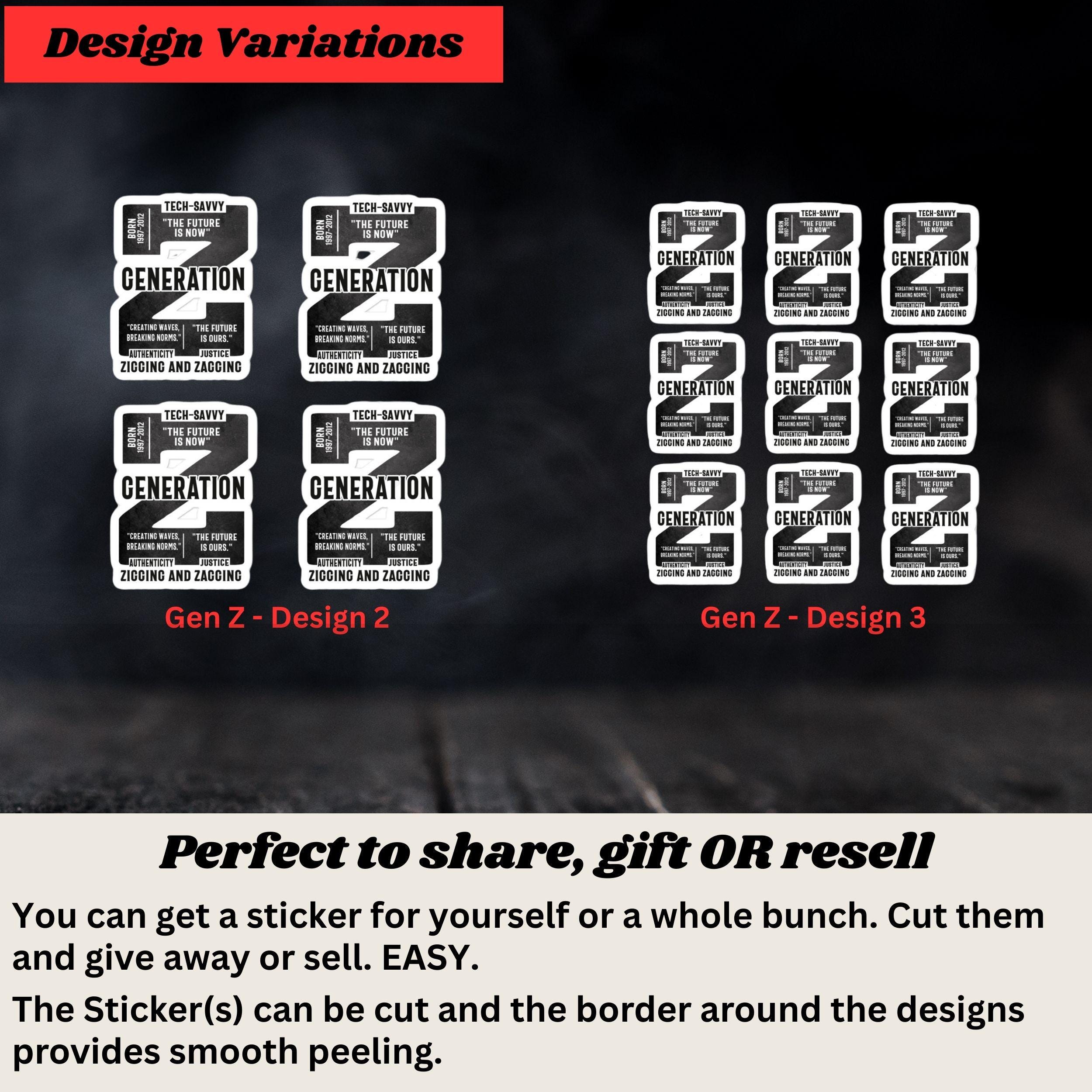 Stickers, Gen X, Millennial, Gen Z, 3 Generations, Nostalgic Decals ...