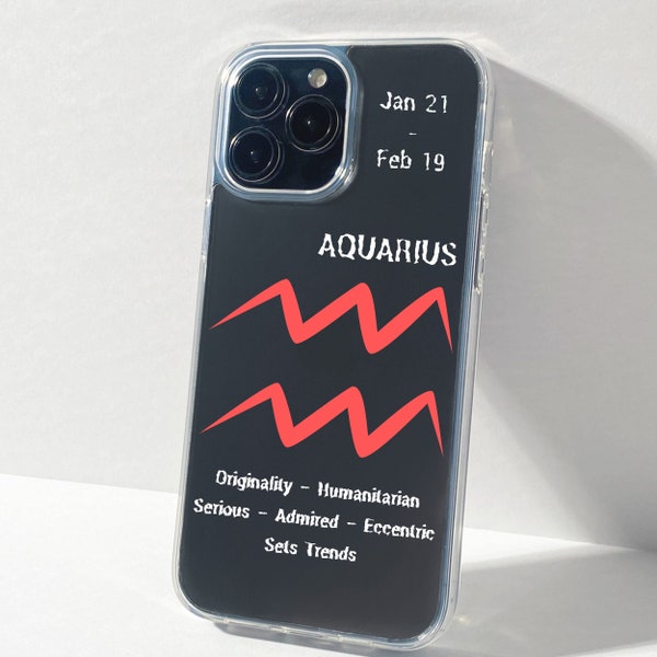 Aquarius Zodiac Phone Case, Astrological iPhone Cover, Eccentric Aquarius Gift, Trend-Setting February Birthday Present, Astro Protection