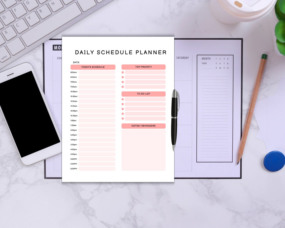 Daily Planner Printable, Hourly Planner Pdf, Simple Daily Planner ...