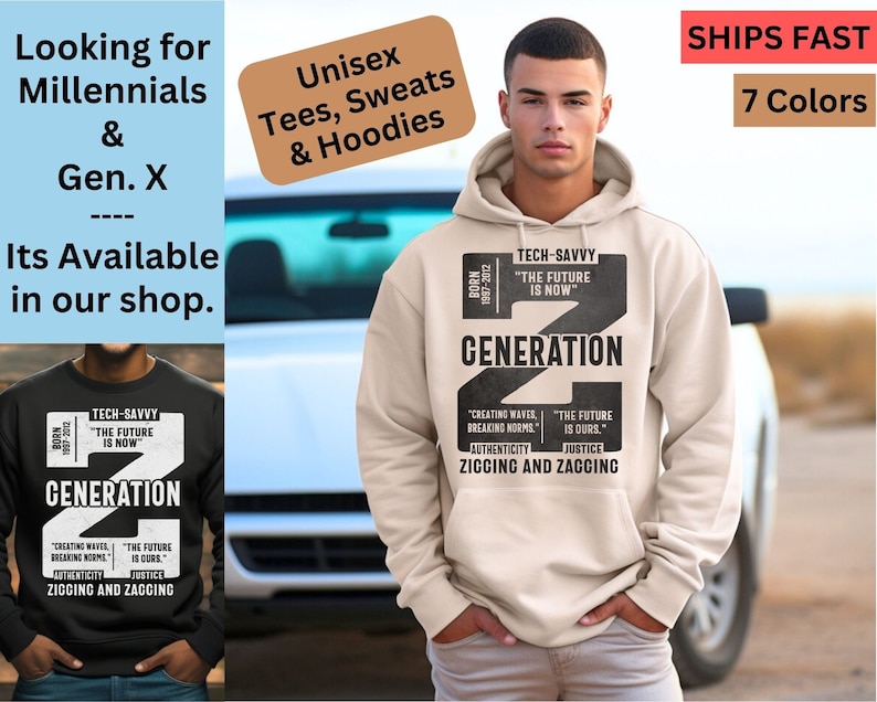 Gen Z Clothing, Symbol Z Generation Print, Future is Now, Tech Savvy, Gift T-shirt, Unisex Sweat ...