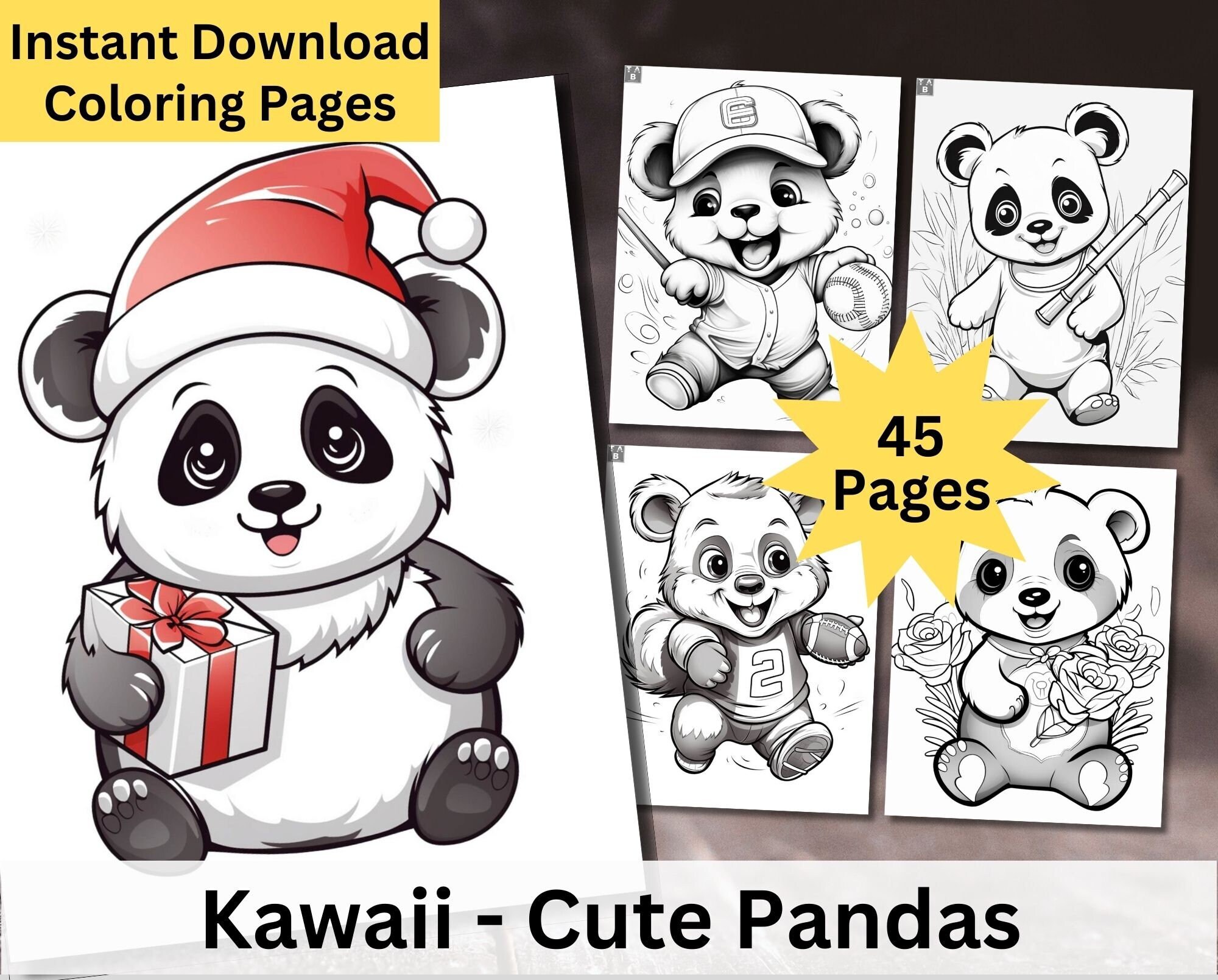 Kawaii Panda Coloring Pages, Printable Cute Panda Designs for Kids ...