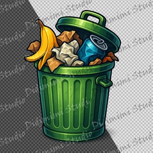 Prullenbak-clipart PNG | Kunst afvalrecycling van afval | 12-vaks png-bestand (300 dpi) Commercieel gebruik afbeelding 5
