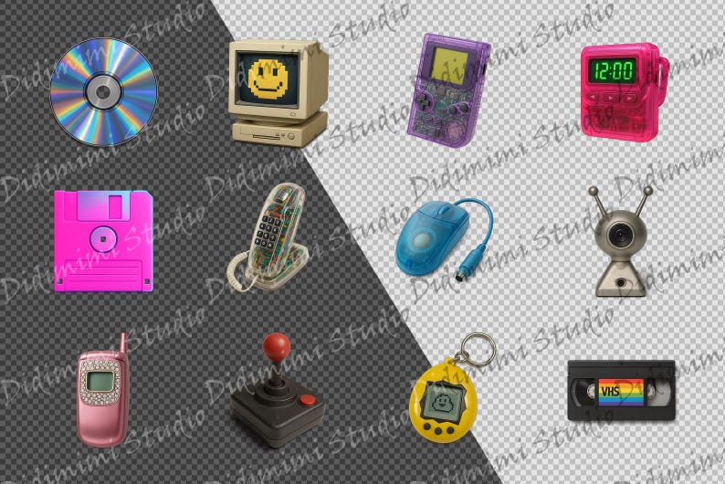 Retro tech-clipart uit de jaren 90, png | Y2K Vaporwave Computer Art (commercieel gebruik) afbeelding 2