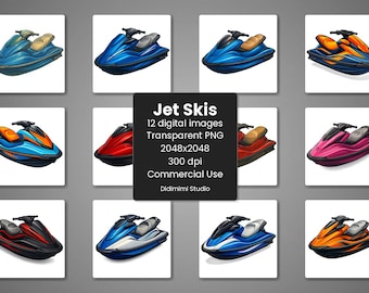 Grafika wektorowa skutera wodnego w formacie PNG | Letnia sztuka sportów wodnych na plaży (pobieranie cyfrowe)