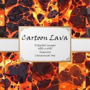 Cartoon Lava - Digital Paper - 10 High Quality Seamless Textures - Wall Art - Commercial Use - Instant Digital Download