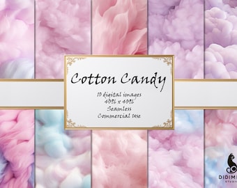 Papel Digital Algodão Doce | Texturas Pastel Suaves e Sem Costura | 10 Estampas para Uso Comercial