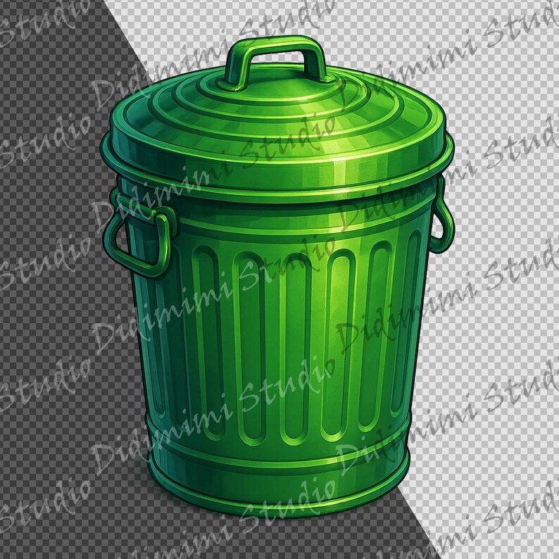 Prullenbak-clipart PNG | Kunst afvalrecycling van afval | 12-vaks png-bestand (300 dpi) Commercieel gebruik afbeelding 3