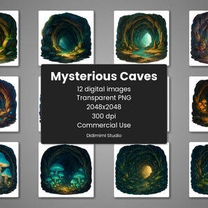 Mysteriöse Höhlen Clipart PNG - Hohe Qualität, 300 dpi, transparenter Hintergrund, 12 digitaler Download, kommerzielle Nutzung