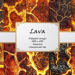 Lava - Digitaal papier - 10 naadloze texturen van hoge kwaliteit - Muurkunst - Commercieel gebruik - Instant Digitale Download