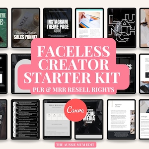 Faceless Creator Starter Kit | PLR & MRR Digitala Produkter, Klar För Dig DFY Canva Mallar För Passiv Inkomst