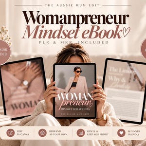 Womanpreneur Mindset eBook PLR MRR | Canva Editable Business Guide | Passive Income Digital Product | Resell Rights |