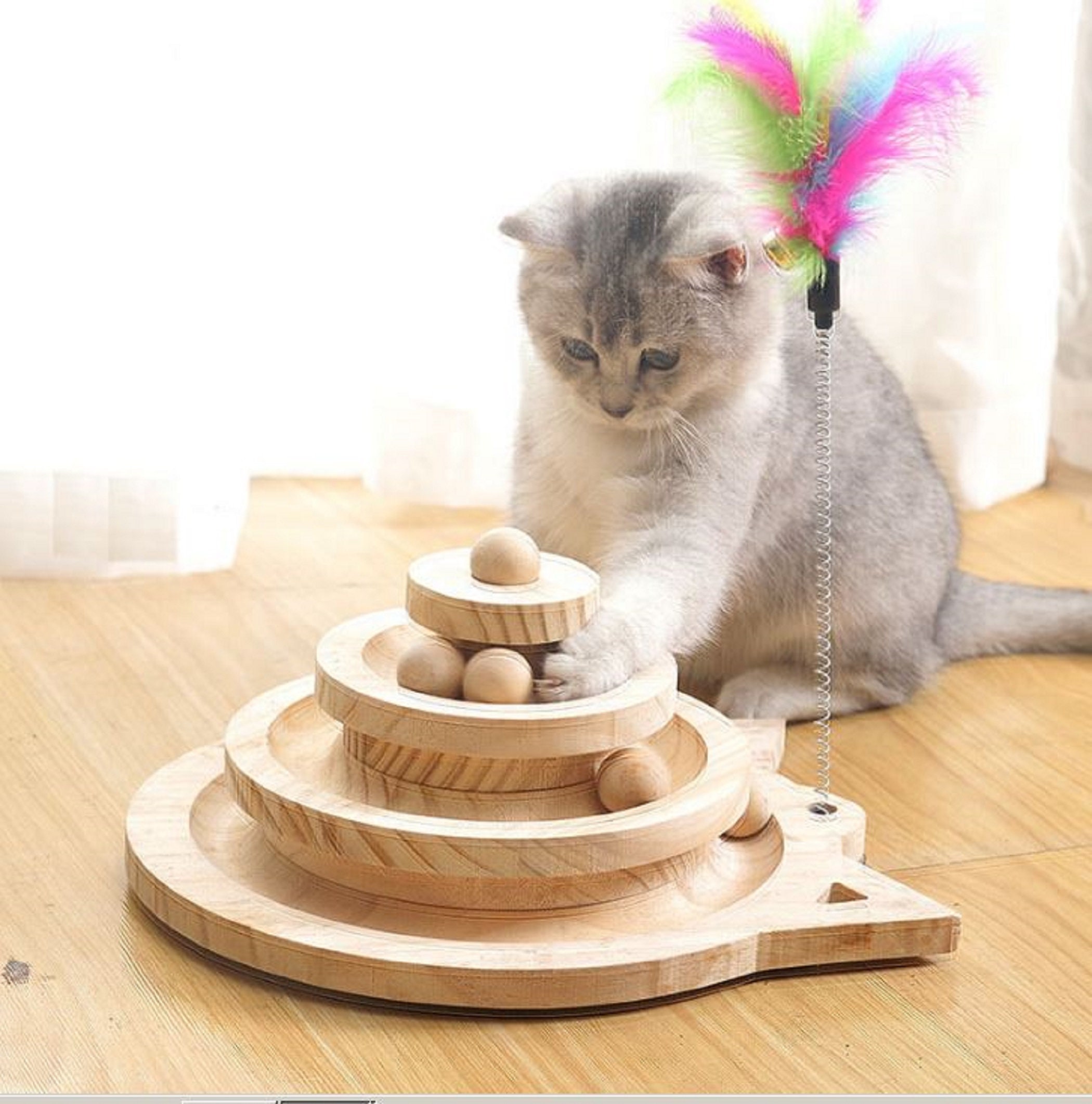 Cat Whack Toy Cat Scratch Pad Bed Cardboard Box Protect Carpets Wear  Resistant Pet Teaser Toy Wooden Puzzle Toys Enrichment Toy 