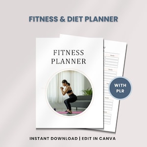 Fitness Planer Done For You PLR Digitales Produkt, Digital Druckbarer Tracker, Food Journal, Master Resell Rechte, DFY, Canva Vorlage