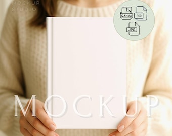 Hardcover Journal Mockup, Printify Hardbacked Journal 5.75x8" Book Cover, Canva Notebook Mockup PSD