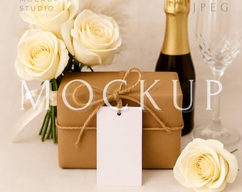 Maqueta de etiqueta de regalo rectangular, maqueta de etiqueta para recuerdos de boda, maqueta de etiqueta de agradecimiento, plantilla PSD de etiqueta rectangular, maqueta de etiqueta de regalo JPG
