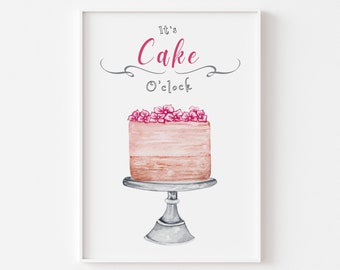 Cake Art Print: Funny Feminine Kitchen Baking Poster (Digital Download)