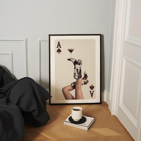 Espresso Martini Print, Playing Card Art, Cowgirl Style Bar Cart Decor (Digital Download
