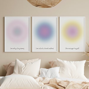 Set Of 3 Positive Affirmation Aura Posters, Spiritual Poster, Gradient Print, Aura Wall Art, Printable Poster, Trendy Wall Art, Aura Prints