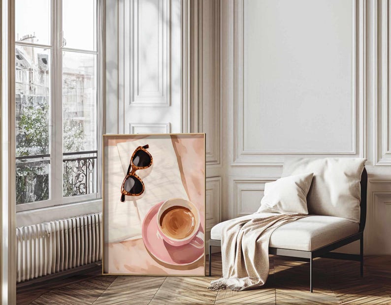 Coffee Bar Print Rosa Küche Dekor feminine Cafe Wand Kunst (digitaler Download) Bild 6