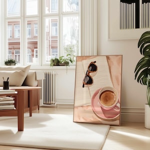 Coffee Bar Print Rosa Küche Dekor feminine Cafe Wand Kunst (digitaler Download) Bild 4