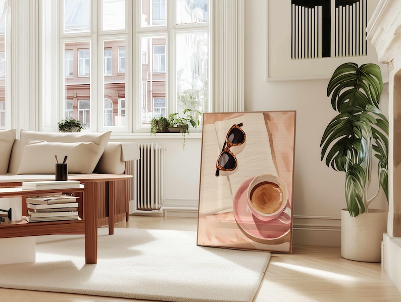 Coffee Bar Print Rosa Küche Dekor feminine Cafe Wand Kunst (digitaler Download) Bild 4