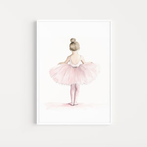 Ballerina Print, Watercolor Art Print, Ballet Nursery Wall Art, Pink Nursery Decor, Girls Room Decor, Ballet Dancer Printable, Pink Print