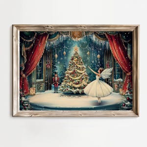 Classic Nutcracker Ballet Vintage Christmas Print, Printable Christmas Poster, Ballet Art Printable, Sugar Plum Fairy, Christmas Art Gift