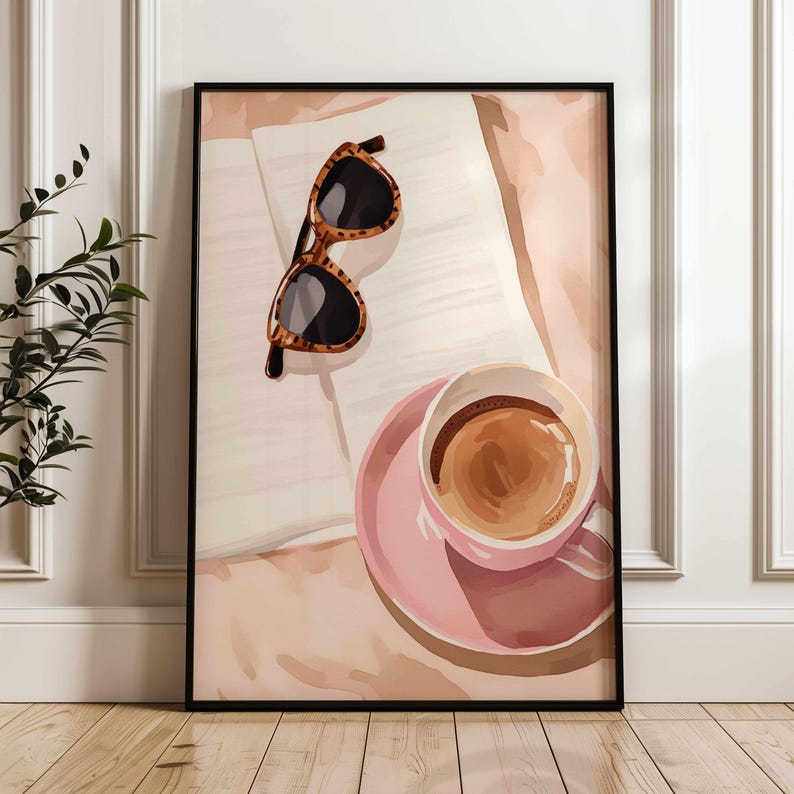 Coffee Bar Print Rosa Küche Dekor feminine Cafe Wand Kunst (digitaler Download) Bild 5