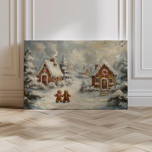 Rustic Christmas Art, Gingerbread House Print, Vintage Christmas Decor (Digital Download) image 7