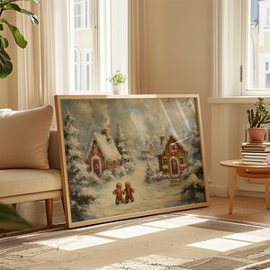 Rustic Christmas Art, Gingerbread House Print, Vintage Christmas Decor (Digital Download) image 10
